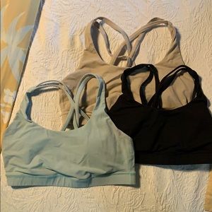 Three Lululemon Energy Bras Size 8